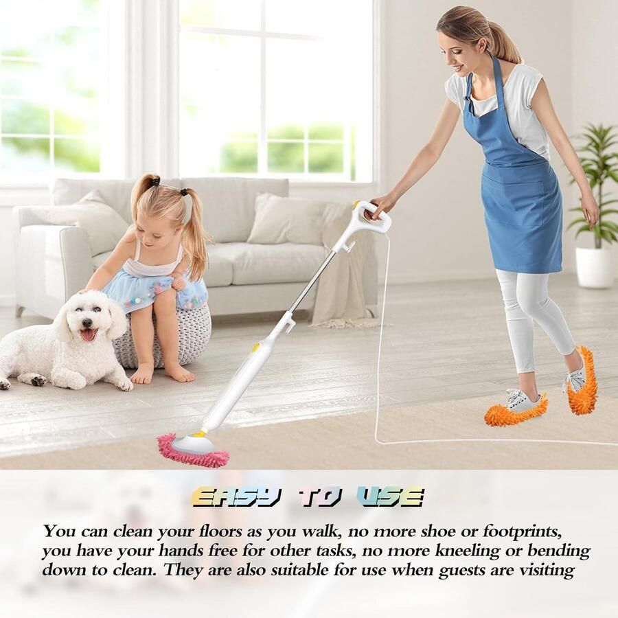 SnelShoppen Mop Slippers Schoencovers 6 Paar Chenille Schoenbeschermers Wasbare Vloerreiniging Slippers Elastische Schoenen voor Huishoudelijk