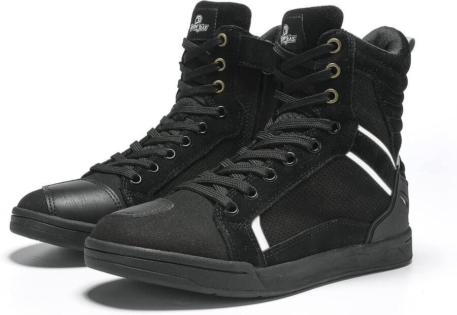SnelShoppen Motorrijders Schoenen Heren Motocross Boots Beschermende Stads- en Hardloopschoenen Zwart Duurzaam & Comfortabel