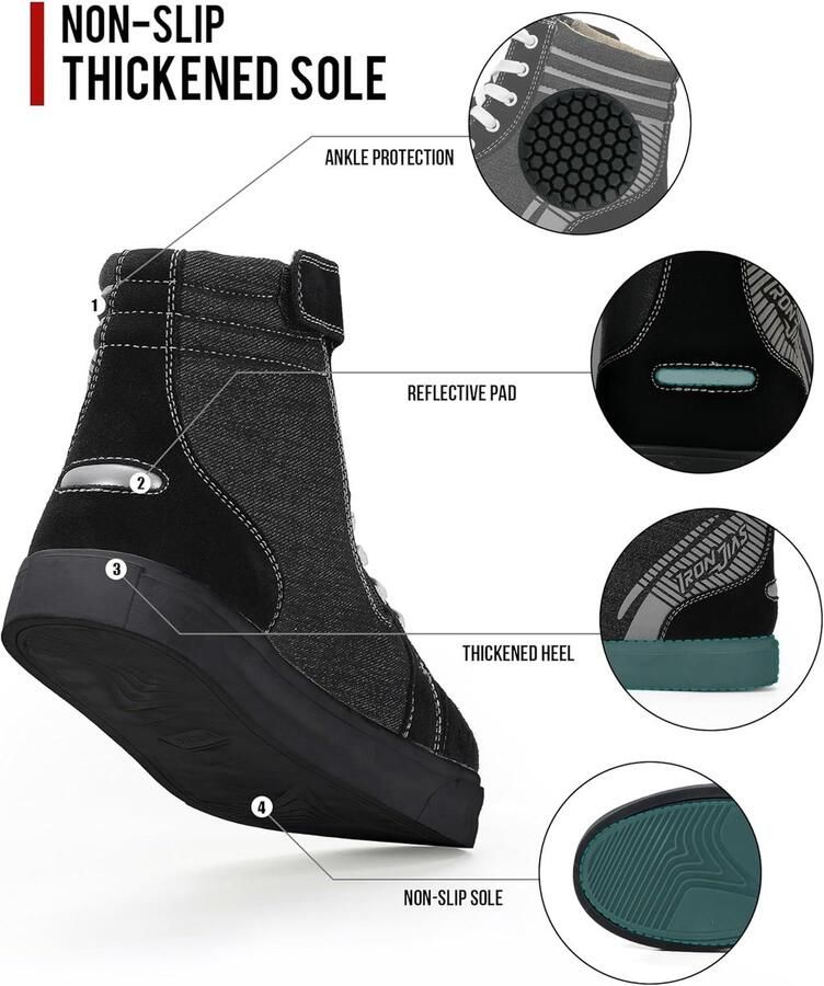SnelShoppen Motorschoenen voor Heren Antislip Ademend Casual Biker-Boots met Zijdelingse Ritssluitingen Enkelsteun en Schakelkussen Perfect voo