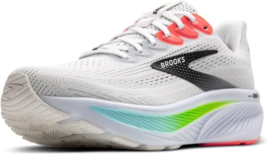 SnelShoppen Neutrale hardloopschoenen voor heren Brooks Ghost 17 Wit Roze Klei Gecko EU Comfortabele Sneakers voor Sport en Vrije Tijd
