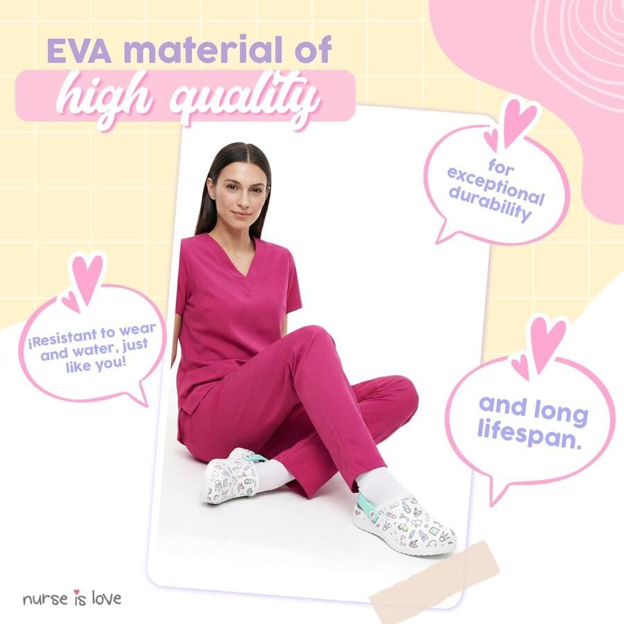 SnelShoppen Nurse is Love Damesklompen Lichte EVA Klompen Casual Modieuze Schoenen Comfortabel voor Dagelijks Gebruik Aqua Perfect vo