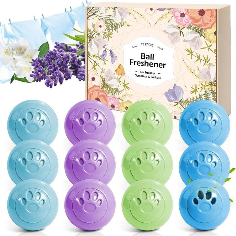 Ontgeurende ballen voor gymschoenen 12 stuks babypoeder jasmijn lavendel elimineert onaangename geuren ShopVlot