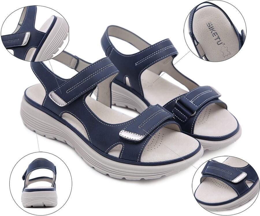 SnelShoppen Orthopedische sandalen dames comfortabele antislip sandalen met zacht voetbed EU blauwe zomer sandalen voor strand tuin