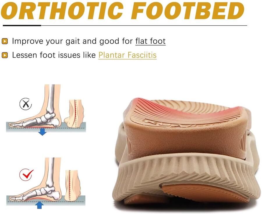 SnelShoppen Ortopedische Wandel Sandalen Dames Plantar Fasciitis Boog Ondersteuning Open Teen Dikke Kussen Schuim Verstelbare Band Kaki