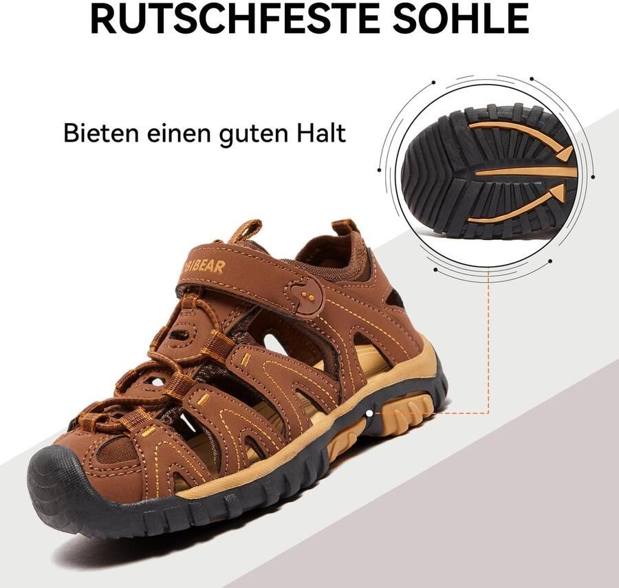 SnelShoppen Outdoorsandalen voor Kinderen en Ade d Antislip Gesloten Wandelsandalen Bruin EU Zomer Trekkingsandalen