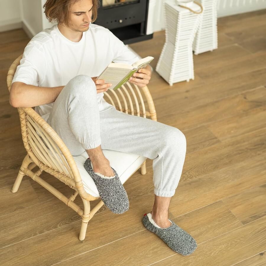 SnelShoppen Pantoffels Heren Slippers Sokken Sloffen Lichtgrijs 45-46 Comfortabele Huisschoenen voor Thuis Feest en Relaxen
