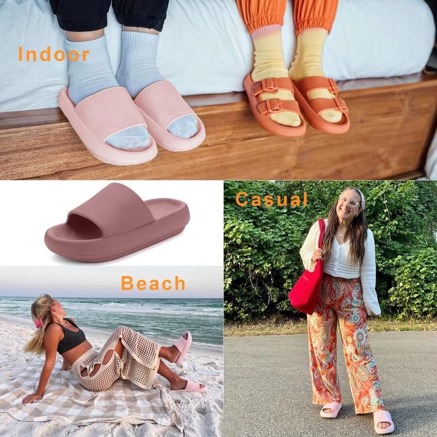 SnelShoppen Pantoffels voor en Slippers Antislip Buiten en Binnen Uniseks Gezellige Badslippers Roodbruin voor Thuis en Tuin