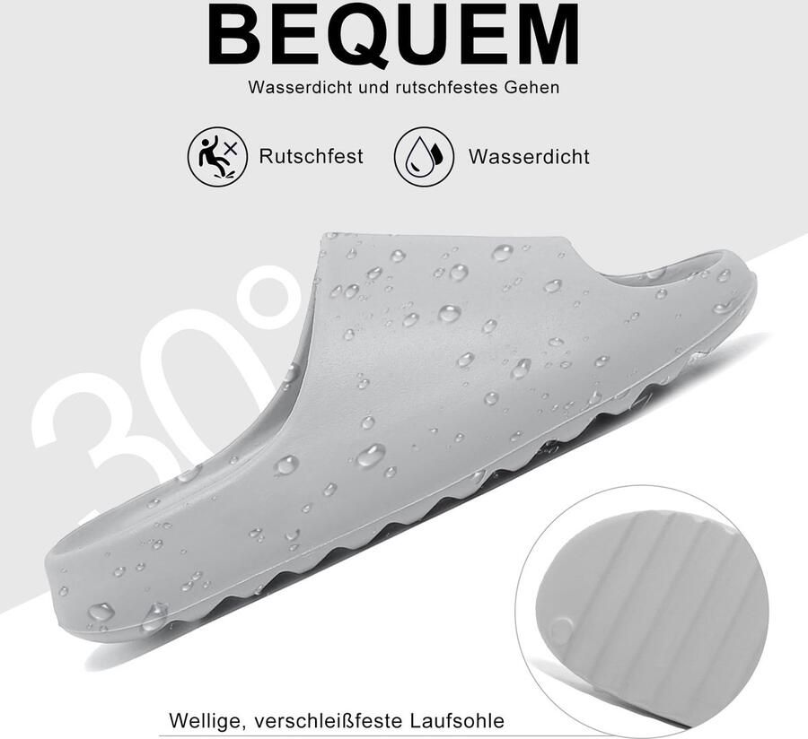 SnelShoppen Teenslippers voor en Schuimrubber Zomerschoenen Strandschoenen Badschoenen Sandalen Uniseks Pantoffels Grijs