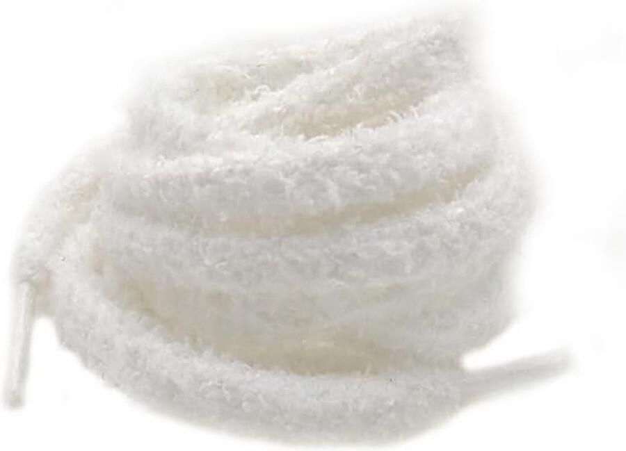 Zachte Elastische Veters 2 Paar 8mm Ronde Fuzzy Schoenveters Wit Voor Sneakers en Canvas Schoenen Comfortabel en Duurzaam - Foto 2