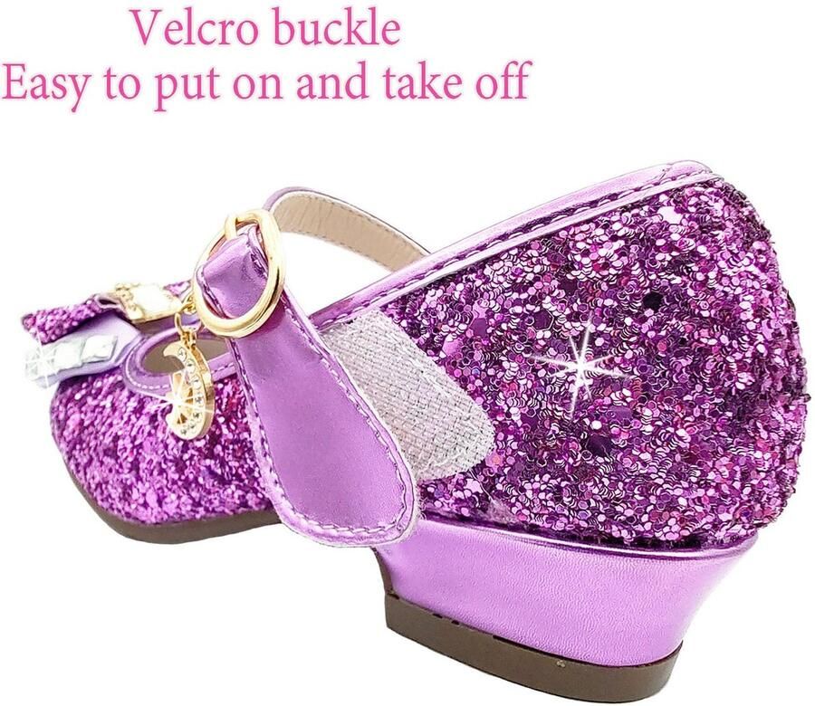 SnelShoppen Prinses Schoenen Meisjes Glitter Hakken Sandalen Paars 28 Kinderschoenen voor Feest Verjaardag en Spelen Luxe Meisjes Schoenen met
