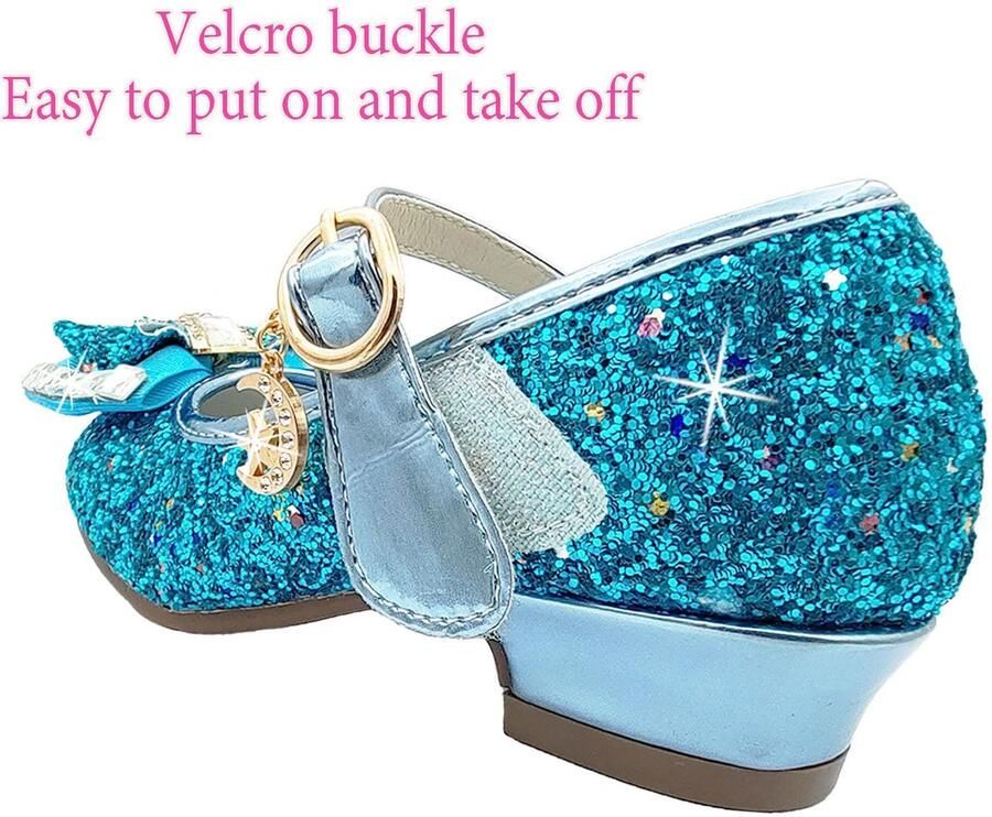 SnelShoppen Prinses Schoenen Meisjes Glitter Hakken Sandalen voor Kinderen Blauw 32 Feestelijke Glitters Perfecte Prinsessenlook