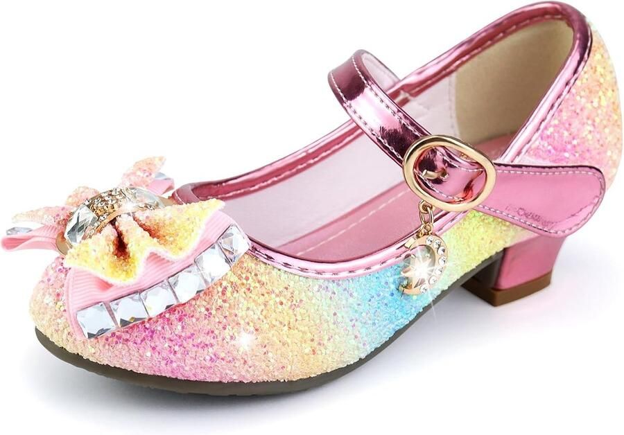 SnelShoppen Prinsessenschoenen met Pailletten Antislip Dansschoenen met Hakken voor Meisjes Feest- en Bruiloftsschoenen
