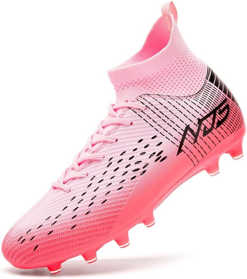 SnelShoppen Voetbalschoenen Heren High Top Professionele Kunstgras Schoenen Unisex Atletiek Trainingsschoenen Roze 45 EU Outdoor Sport Schoene
