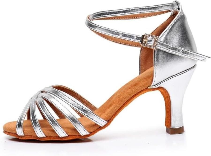 SnelShoppen Professionele Latin Tango Salsa Dansschoenen voor Vrouwen Zilver 2.75 Hak UK Perfect voor Feest en Dans