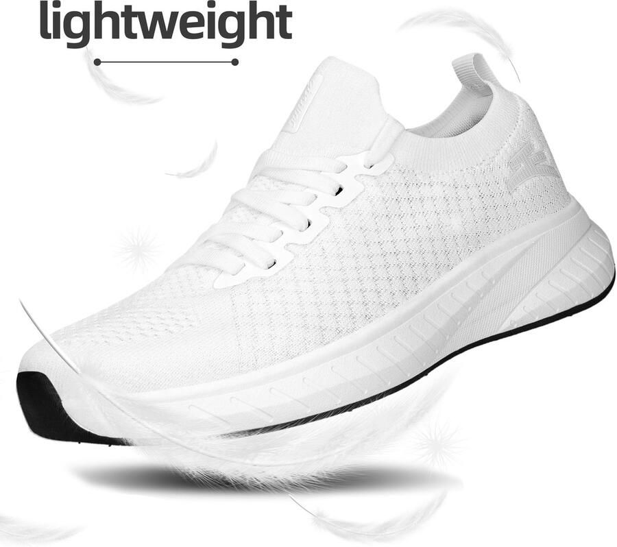 SnelShoppen Puweco Sportschoenen Dames Lichtgewicht Ademend Loopschoenen Gym Sneakers Wit 37 EU Modieuze Wandelschoenen voor Fitness Joggen e