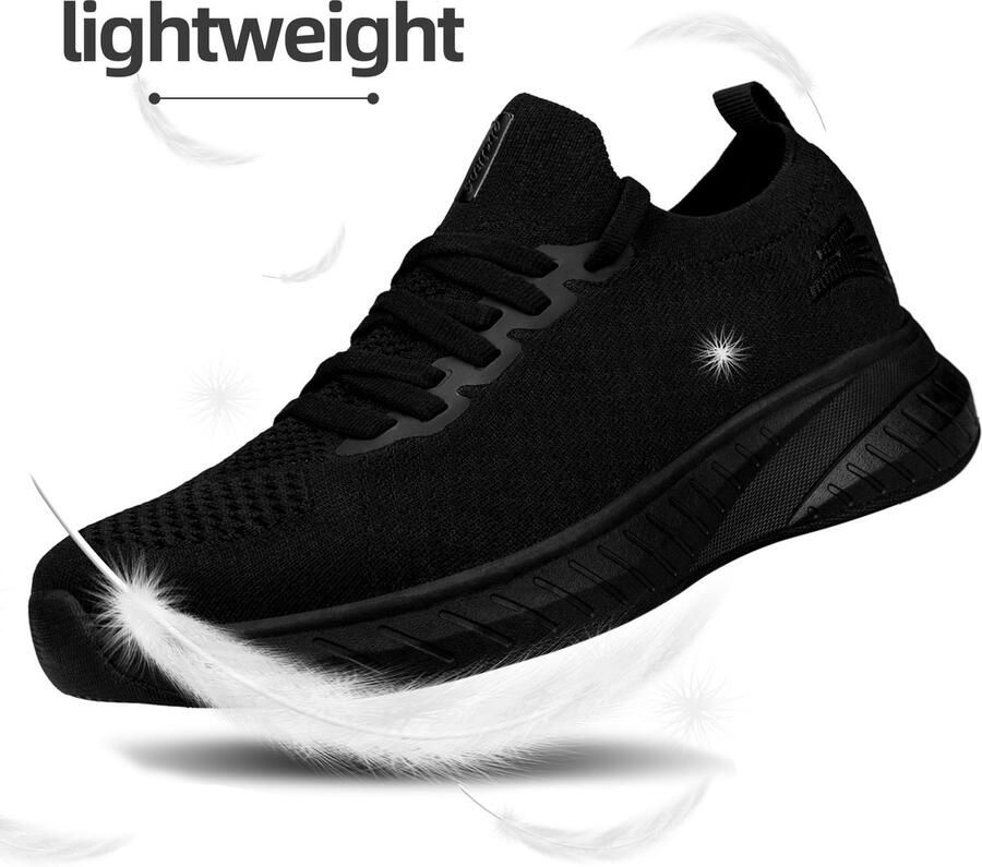 SnelShoppen Puweco Sportschoenen Dames Lichtgewicht Loopschoenen Ademend Gym- en Sneaker Modieuze Wandelschoenen Zwart EU voor Vrije Ti