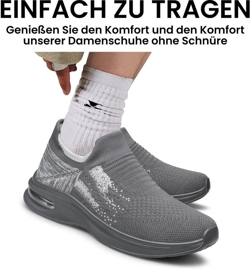 SnelShoppen Raoendis Slip on Wandelschoenen Dames Sneakers Hardloopschoenen Lichtgewicht Comfortabel met Luchtkussens Grijs voor Sport en Wa