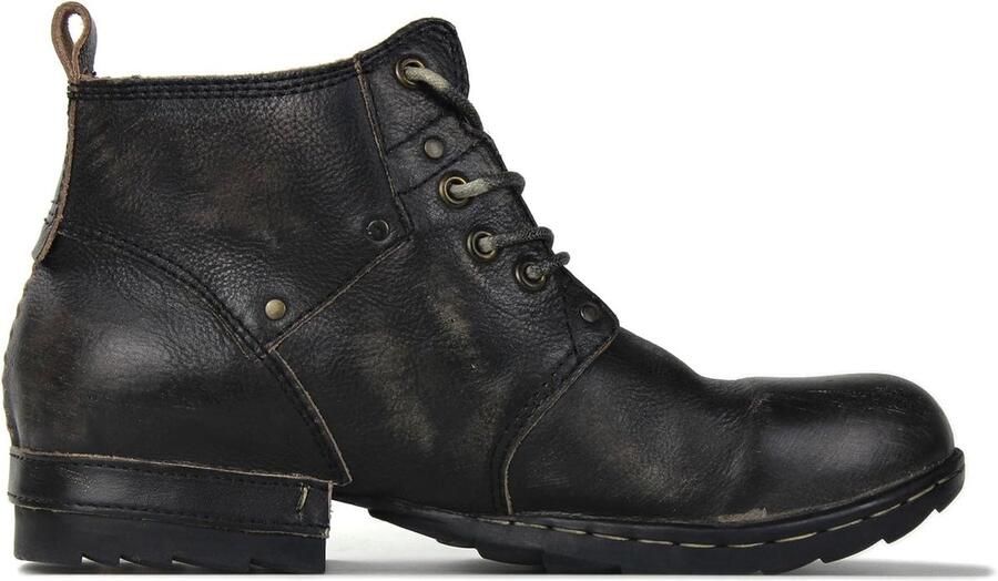 SnelShoppen Retro Chukka Boots Heren Casual Leren Lace-up Schoenen Metalen Cleats Zwart Voor Feest Vrije Tijd en Dagelijks Gebruik - Foto 1