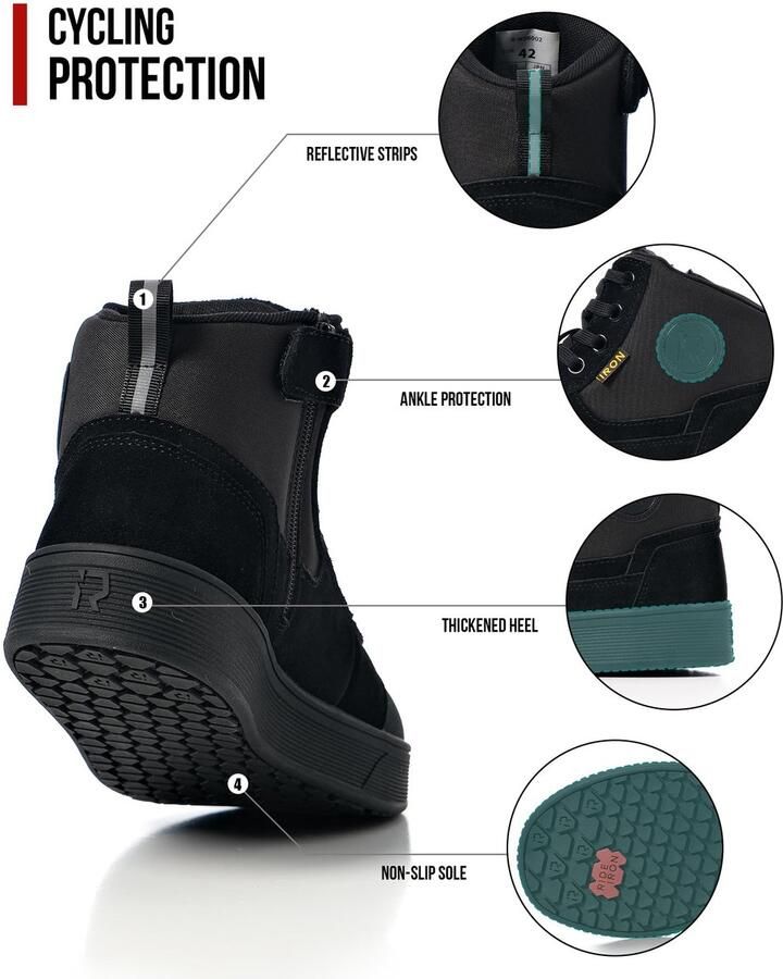 SnelShoppen RIDEIRON Motorschoenen en CE-conform Antislip Versterkt Verdikte Zool Waterdicht Ade d Modieus met Ritssluiting En