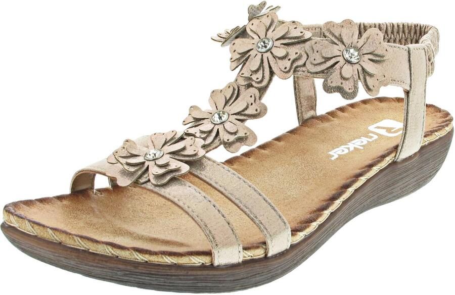 SnelShoppen Rieker V7573-90 Comfortabele Dames Sandalen met Sleehak Zwart Ideaal voor Zomer Feest en Vrije Tijd
