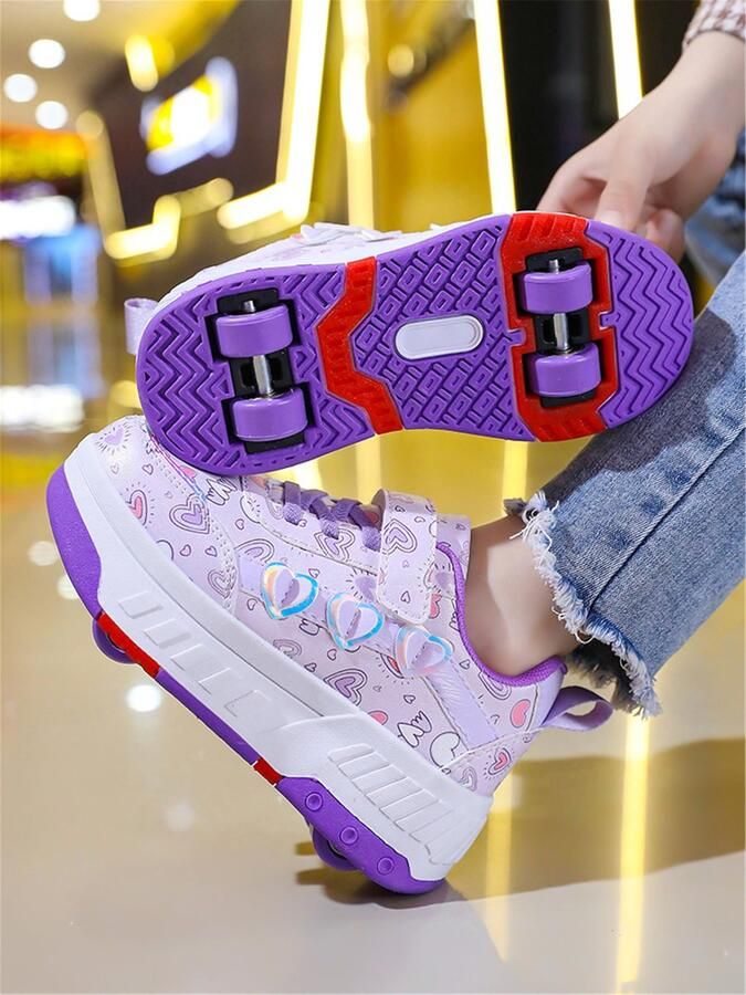 SnelShoppen Rolschaatsschoenen voor Kinderen Uniseks Skate Sneakers met 4 Wielen Intrekbare Outdoor Schoenen voor en Perfect voor