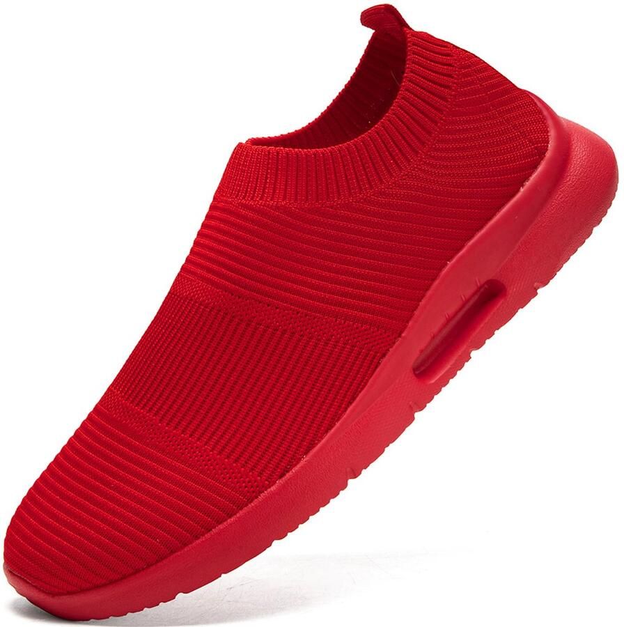 SnelShoppen Rood Herenschoenen Instapschoenen zonder Veters voor Hardlopen Sport Casual Ademend Licht Outdoor Fitness Gym