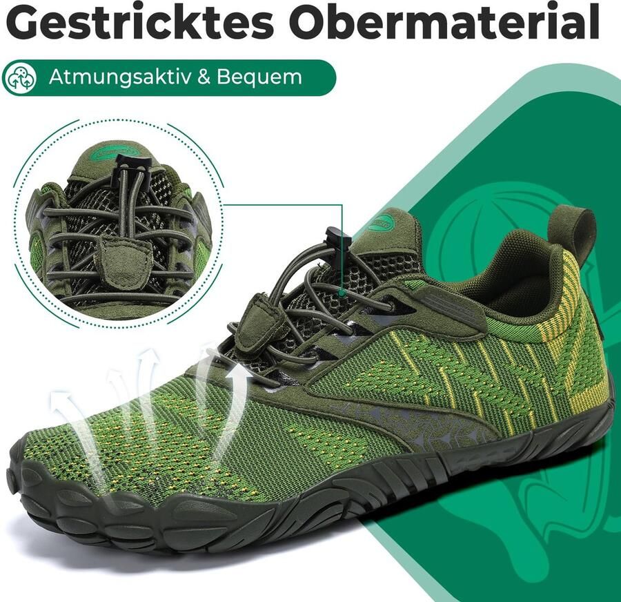 SnelShoppen SAGUARO Barefoot Schoenen en Minimalistisch Blote Voeten Groen 44 EU Perfect voor Wandelen Sport en Vrije