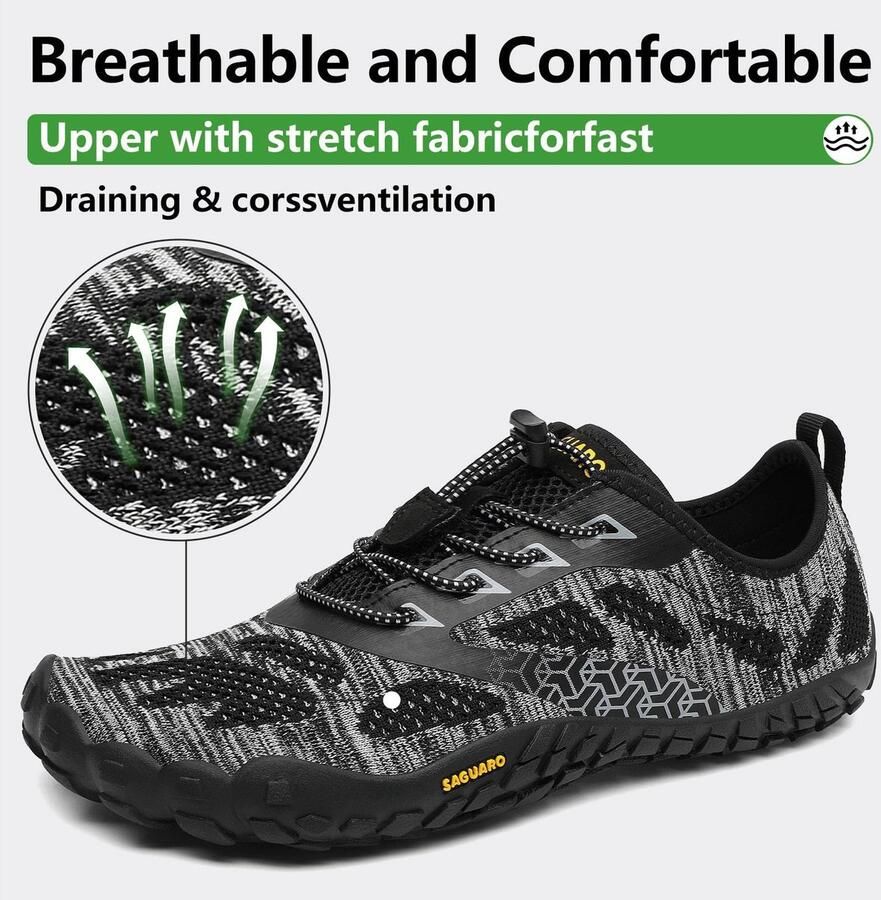 SnelShoppen SAGUARO Barefoot Schoenen Lichte Trekkingschoenen voor en Minimalistische Outdoor Sport Schoenen Trailrunning Antraciet