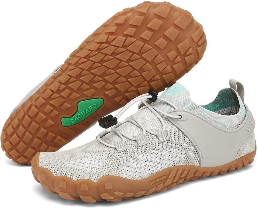 SnelShoppen SAGUARO Barefoot Schoenen voor en Gebreide Teenschoenen Antislip Trailrunningschoenen Lichtgrijs Brede Teenbox