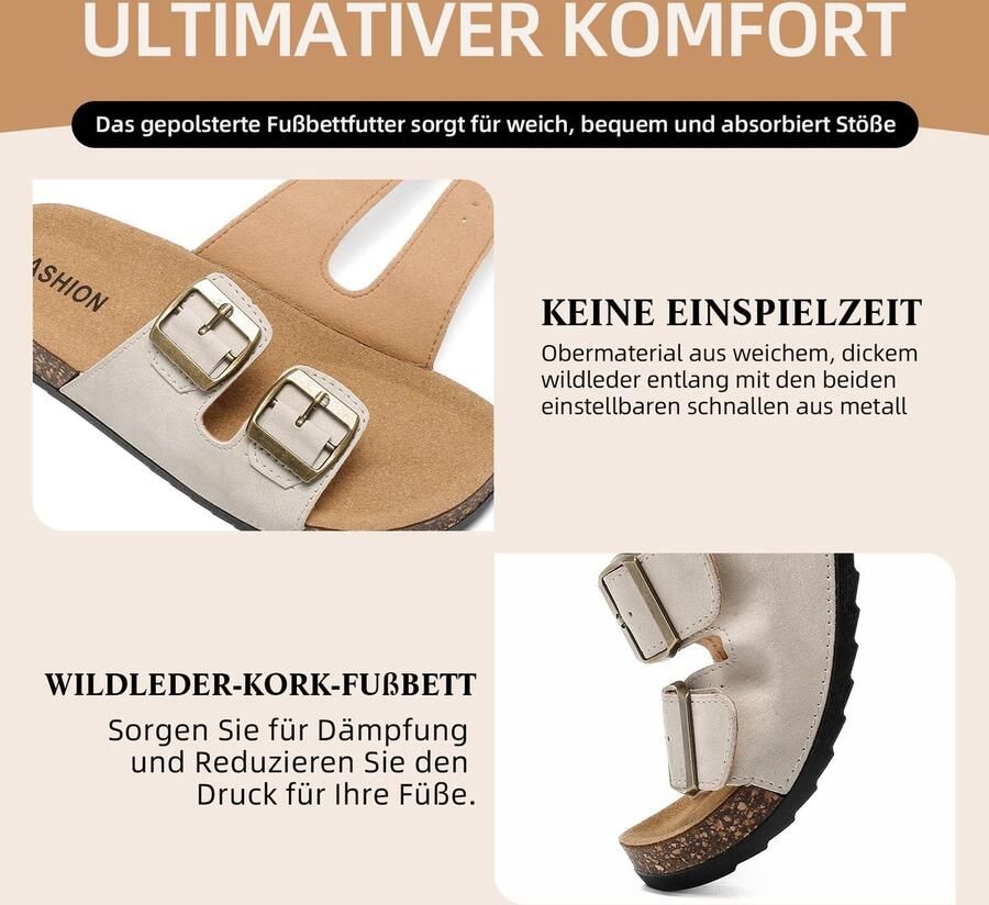 SnelShoppen Sandalen voor en Antislip Slippers met Kurk Teenslippers Zomer Mat Kaki EU voor Strand Tuin en Vrije Tijd