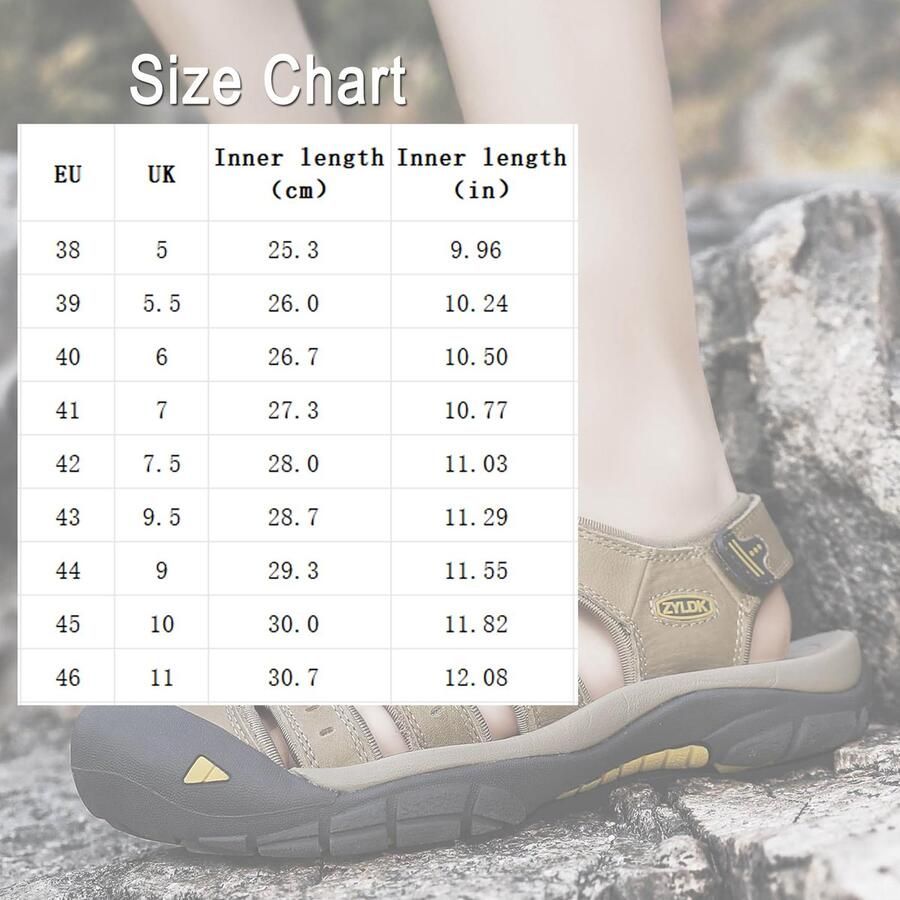SnelShoppen Sandalen voor heren leren wandelen sportschoenen outdoor waterschoenen strand gesloten teen Kaki