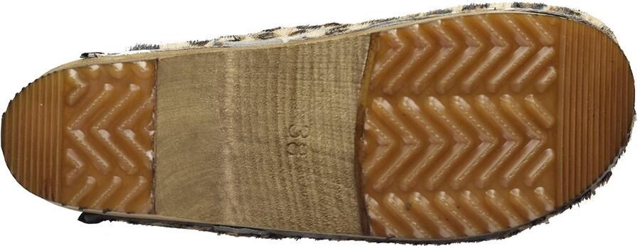 SnelShoppen Sanita Caroline Mule Clog Handgemaakte Houten Leren Klompen voor Dames Duurzame Zool Bruine Luipaard