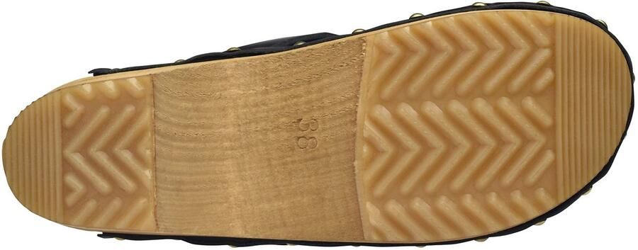 SnelShoppen Sanita Lillen Mule Clog Handgemaakte Houten Leren Klompen voor Dames Duurzame Zool Zwart EU Perfect voor Thuis Tuin e