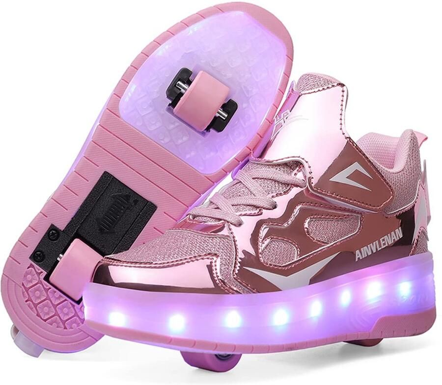 SnelShoppen Schoenen met Wieltjes voor Meisjes LED Licht Sneakers voor Kinderen Multisport Skateboard Sportschoenen Geweldige Feest- en Kerstg