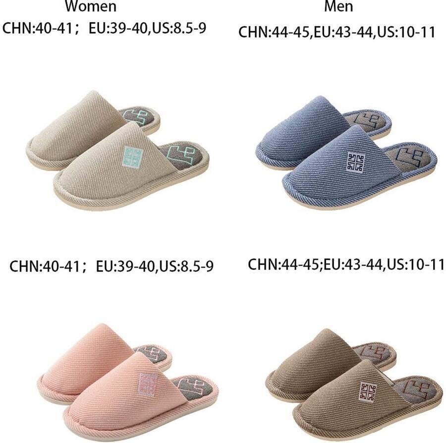 SnelShoppen Set van 4 Paar Wasbare Uniseks Gastpantoffels Warme Vilten Antislip Pantoffels Ideaal voor Gasten Familie Hotel en Reizen