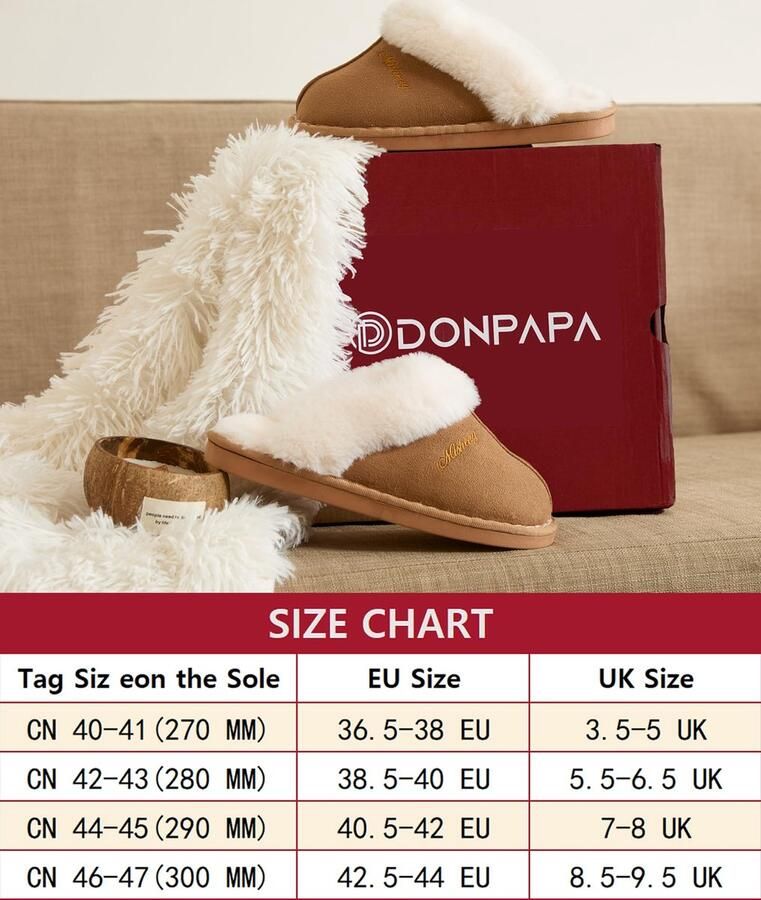SnelShoppen Sloffen Dames Winter Warme Pluche Huisschoenen Met Traagschuim Antislip Slippers Kastanje 40.5-42 Comfortabel Voor Binnen