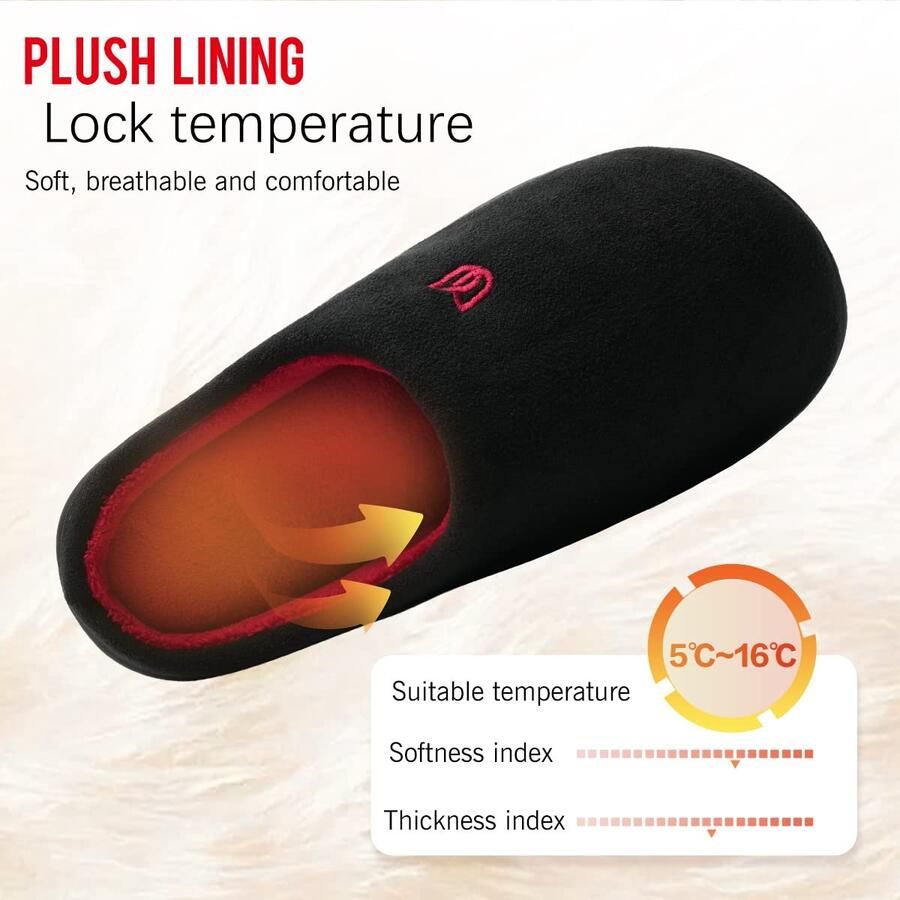 SnelShoppen Sloffen Pantoffels Winter Warm Traagschuim Huisschoenen Indoor Outdoor Zwart Rood 46 47EU