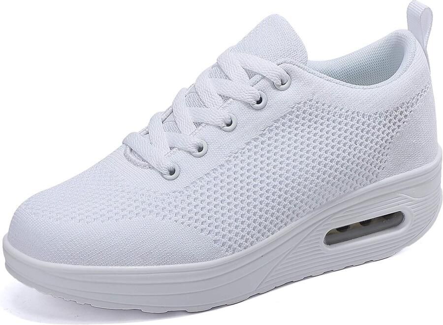 SnelShoppen Sneakers Dames Lichtgewicht Trainers Ademend Platform Sport Schoenen Hardlopen Vrije Tijd Schoenen Wit D