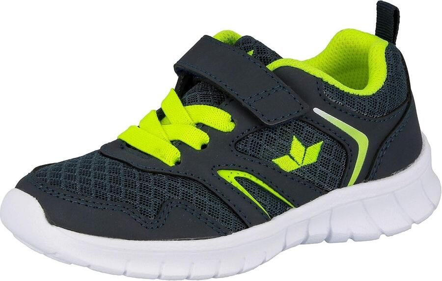 SnelShoppen Sneakers Skip VS Unisex-Child Low Navy Blue Lime 31 EU Kinderschoenen Sportieve Sneakers Elastische Veters Nylon Comfortabele Voer