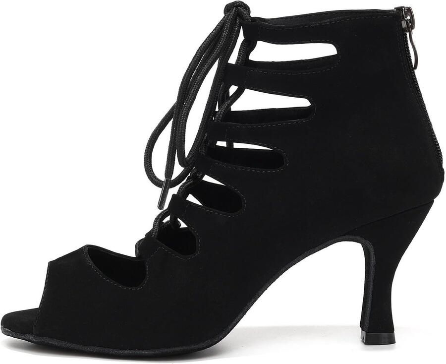 SnelShoppen Standaard Ballroom Moderne Latin Dansschoenen Dames Hoge Hak Satijn Sandalen voor Competitie Salsa Feest Partij