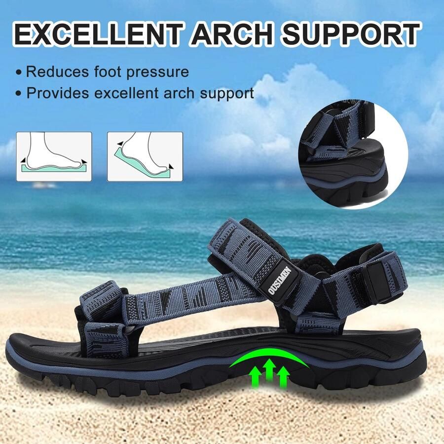 SnelShoppen SYKT Heren Sandalen Trekkingsandalen Wandelsandalen Outdoorschoenen Vrijetijdsschoenen Strandsandalen Sportsandalen Zwart Blauw