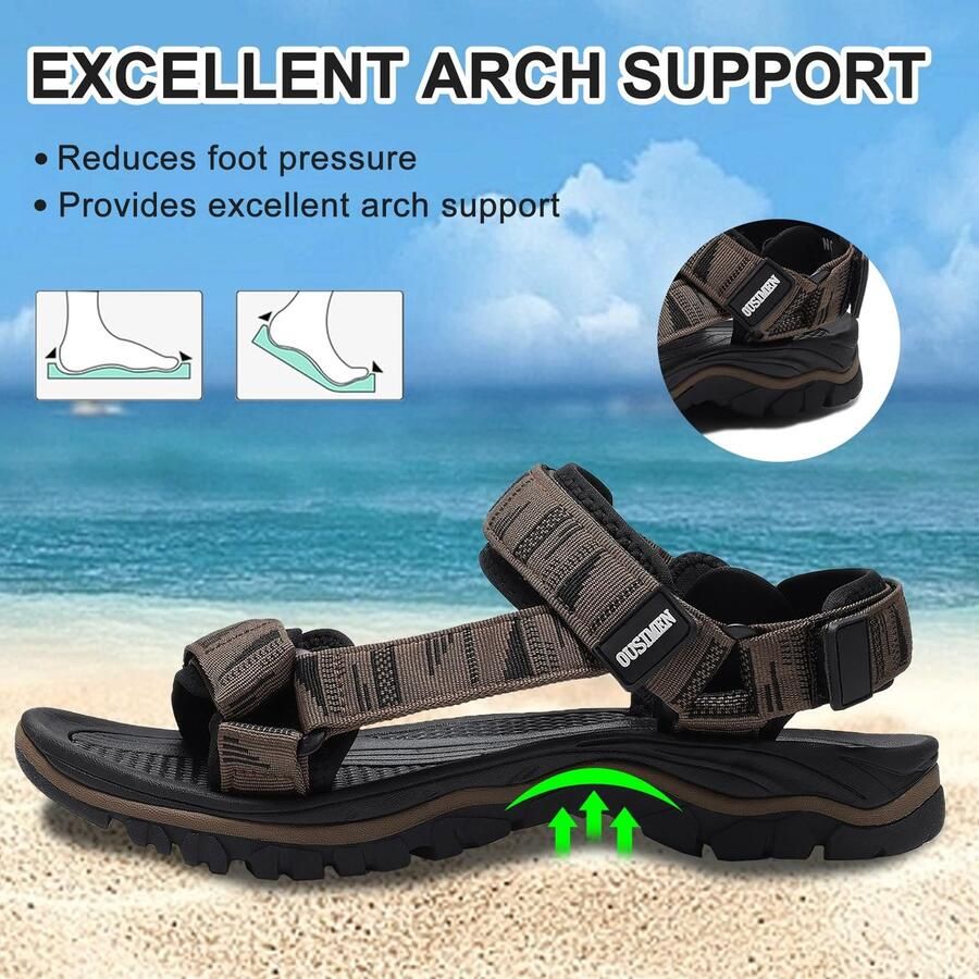 SnelShoppen Heren Sandalen Trekking Wandel Sport Strand Lichtgewicht Comfortabel Verstelbare Bandjes Zwart Ideaal voor Vakantie Camping en Da