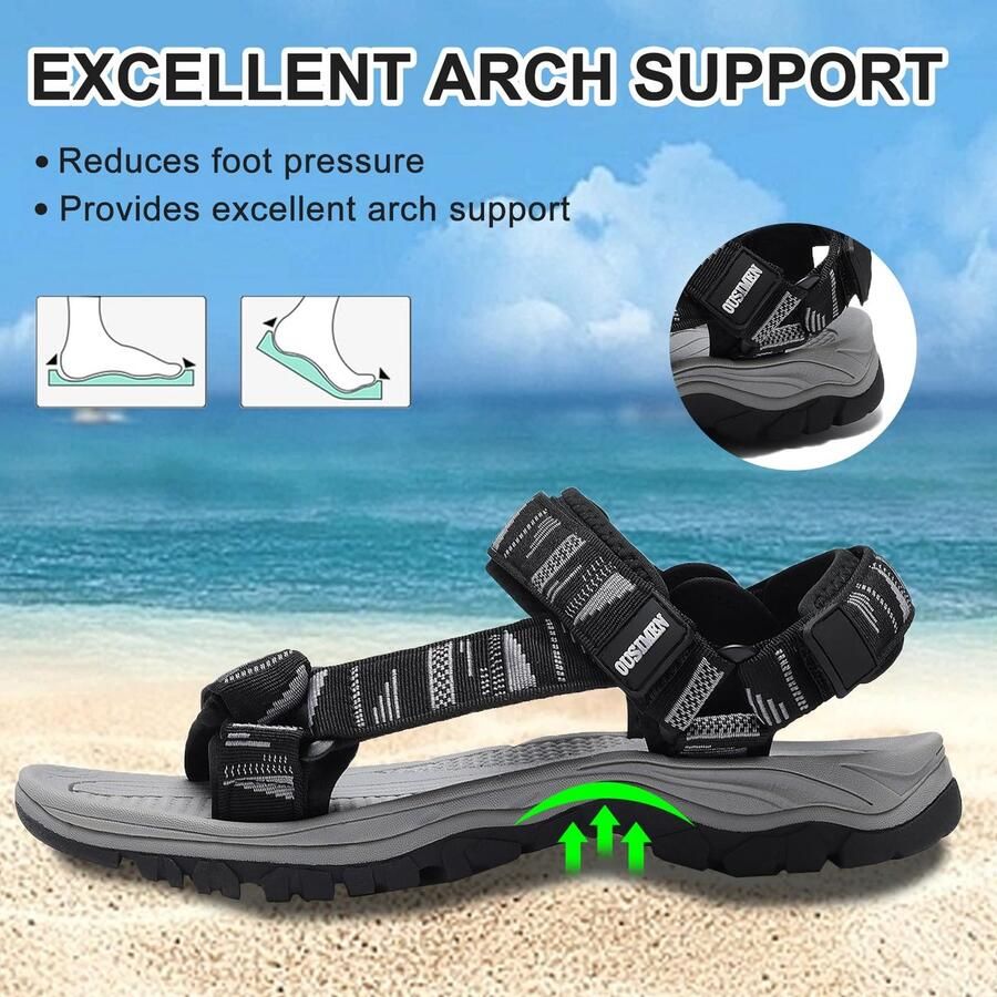 SnelShoppen SYKT Sandalen voor Heren Trekkingsandalen Wandelsandalen Outdoorschoenen Vrijetijdsschoenen Strandsandalen Sportsandalen Zwart Gr