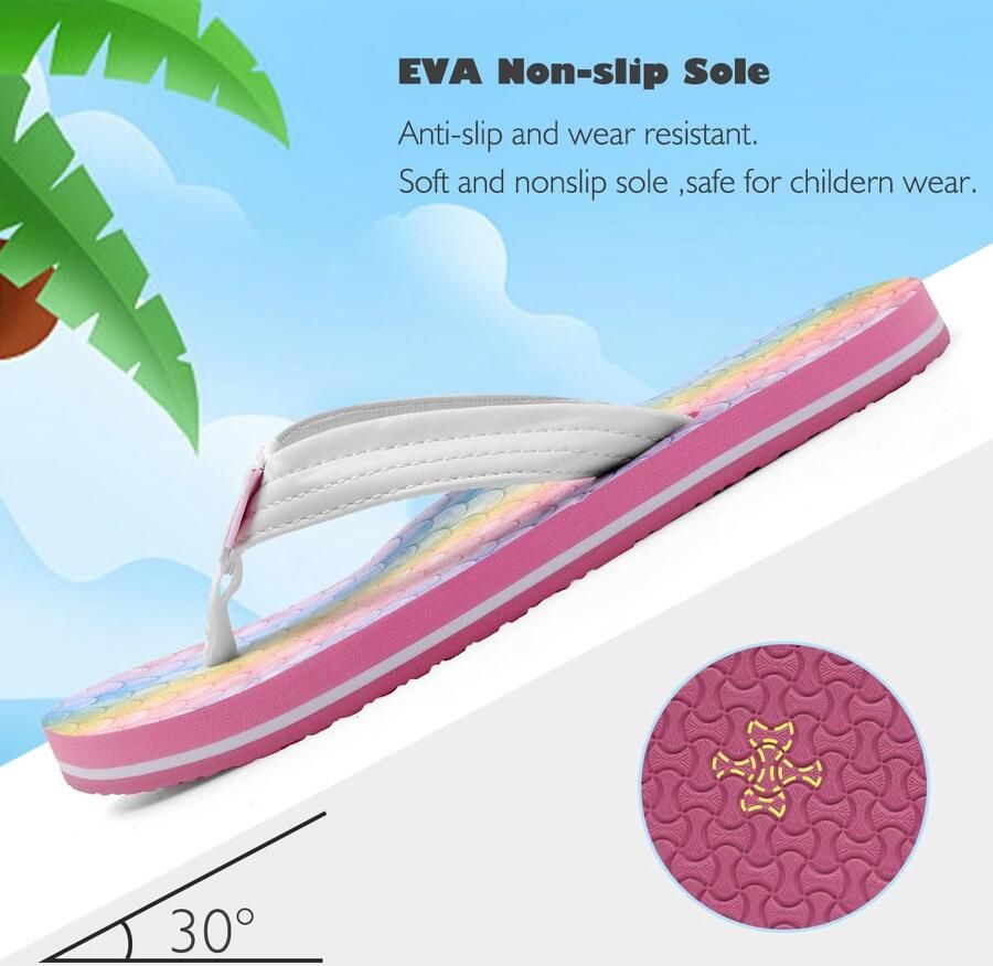 SnelShoppen Teenslippers Kinderen Antislip Badslippers Zomer Strand Zwembad Gekleurde Visschubben 34EU