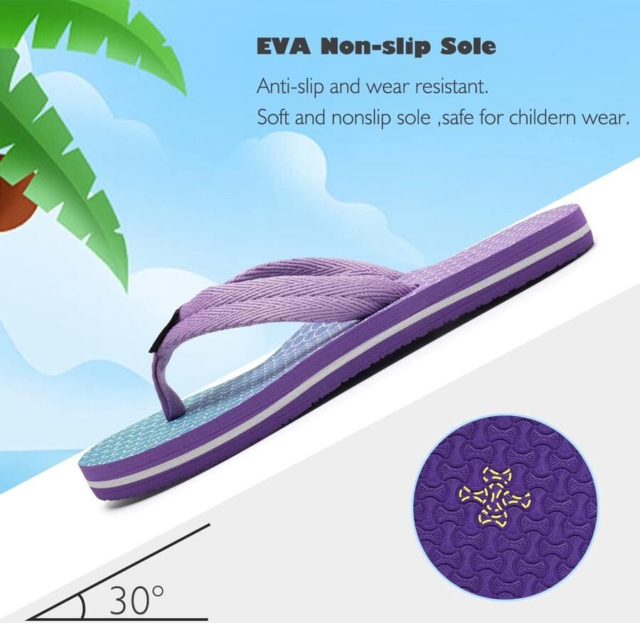 SnelShoppen Teenslippers Kinderen Antislip Badslippers Zomer Strand Zwembad Paars 35EU Comfortabele Teensandalen voor de Zomer