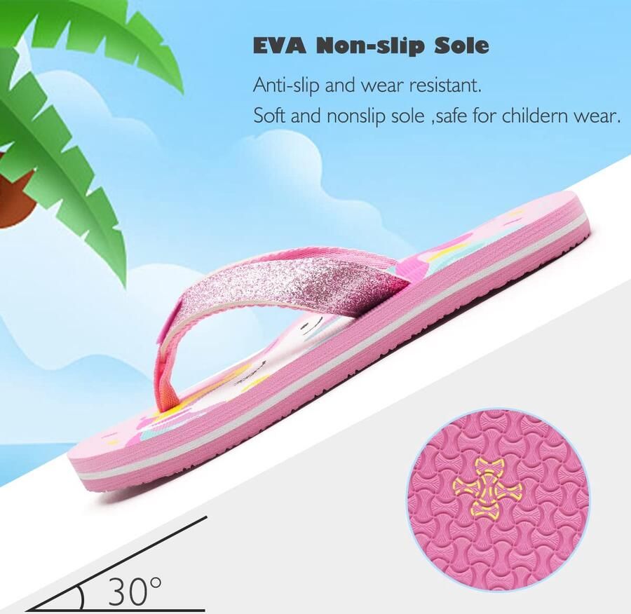 SnelShoppen Teenslippers Kinderen Antislip Badslippers Zomer Strand Zwembad Roze Eenhoorn 32EU