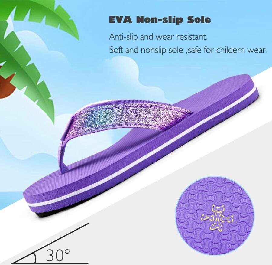 SnelShoppen Teenslippers Kinderen Antislip Badslippers Zomer Strand Zwembad Sandalen Blauw Paars 36EU