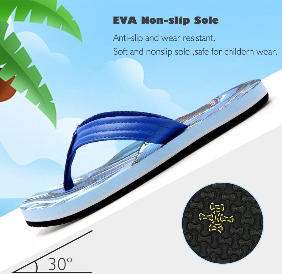 SnelShoppen Teenslippers Kinderen Antislip Badslippers Zomer Strand Zwembad Teensandalen Blauwe Haai 35EU
