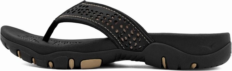 SnelShoppen Teenslippers voor Heren Steunzool Flip Flops Anti Slip Zwart 44 EU Comfortabele Strand Sandalen voor Zwembad Vakantie en Dagelijks Ge