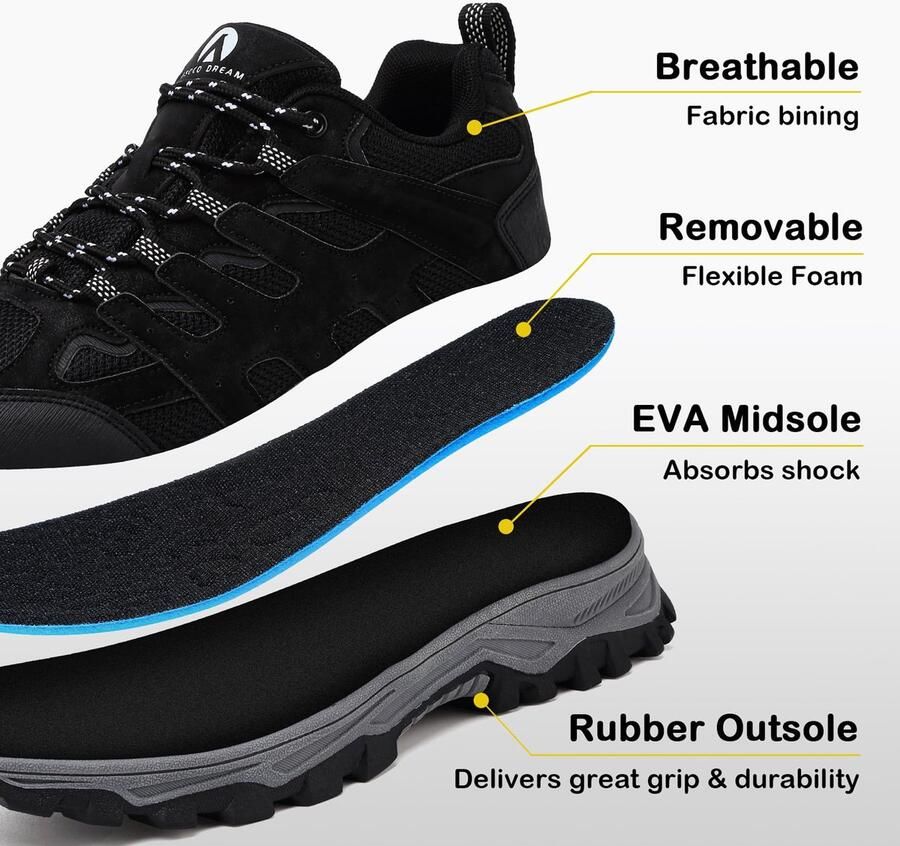 SnelShoppen Trekking Hikingschoenen Wandelschoenen Sportschoenen Laag Model Outdoor Sneakers Zwart 40 EU Voor Backpacken Kamperen